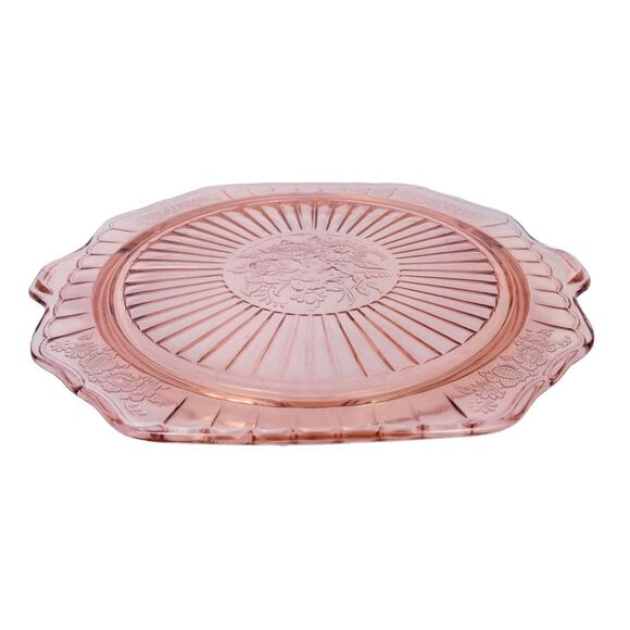 VTG 30s Pink Depression Glass Sharon Cabbage Rose Design & Berries 6 Piece Set - Picture 8 of 15